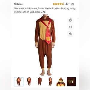 Nintendo, Adult Mens, Super Mario Brothers Donkey Kong Pajamas Union Suit, XL